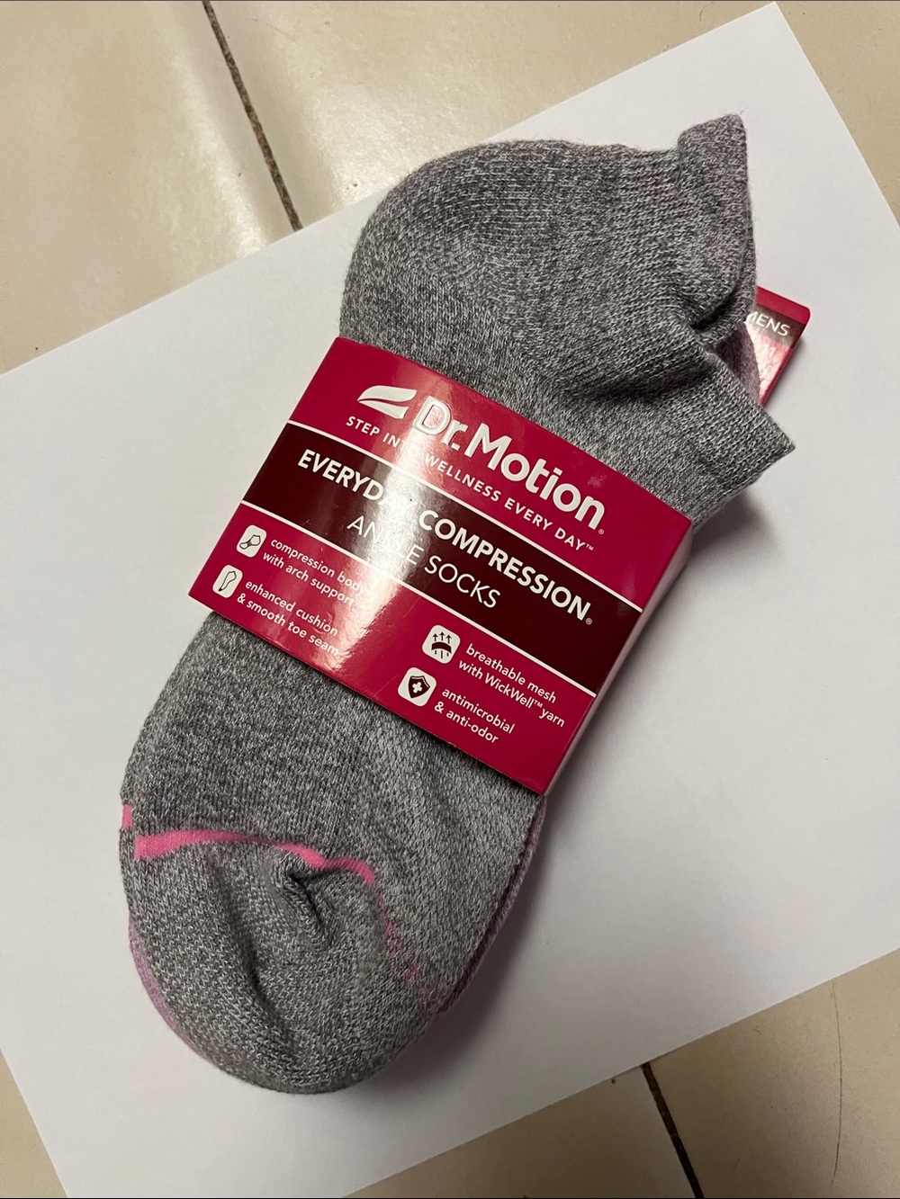 DR MOTION Everyday Compression Ankle Socks WOMEN 9-11 NEW 2 pairs